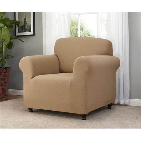 Stretch Checkerboard Chair Slipcover, Beige