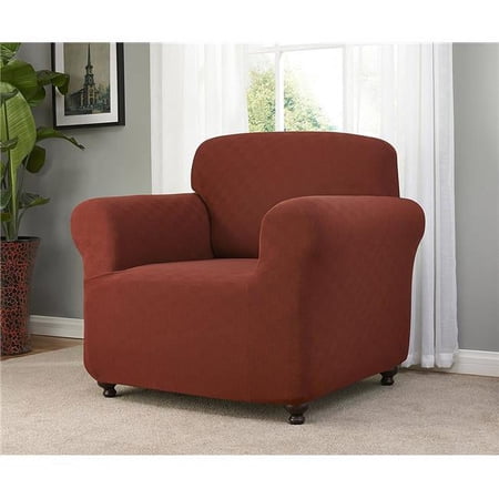 Stretch Checkerboard Chair Slipcover, Burgundy