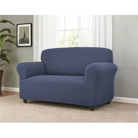 Stretch Checkerboard Loveseat Slipcover, Blue