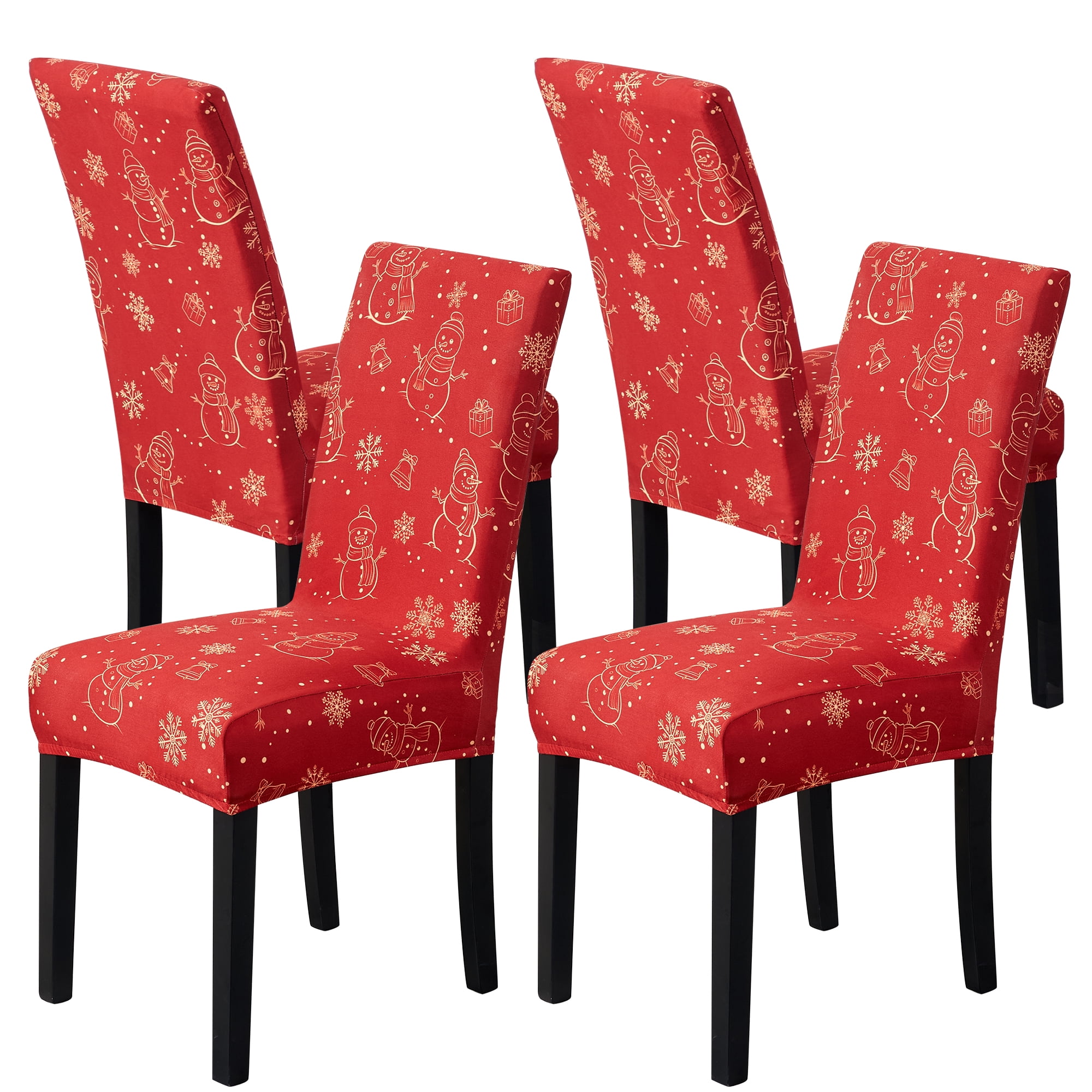 Stretch Christmas Chair Covers Set of 4, Elastic Dining Chair Slipcover