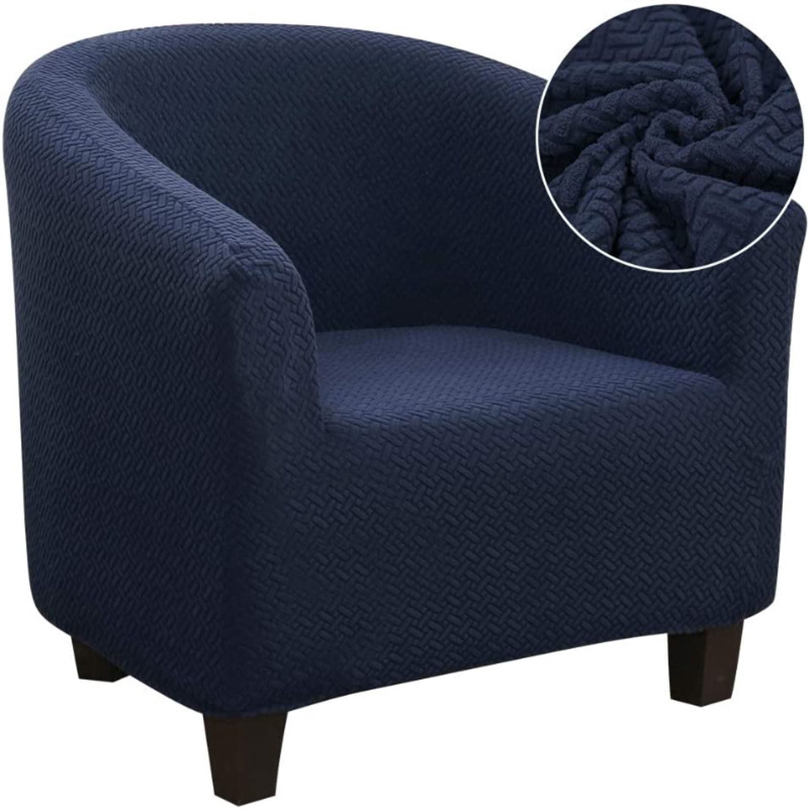 Stretch Club Chair Slipcover Tub Chair Covers, 1 Piece Armchair Covers Jacquard Sofa Slipcover Armchair Covers Furniture Protector Tub Chair Slipcover For Tub Chair-navy