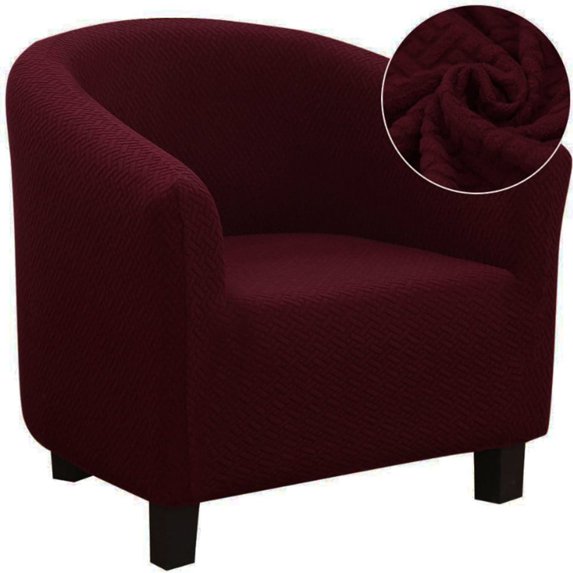 Stretch Club Chair Slipcover Tub Chair Covers, 1 Piece Armchair Covers Jacquard Sofa Slipcover Armchair Covers Furniture Protector Tub Chair Slipcover For Tub Chair-Wine red