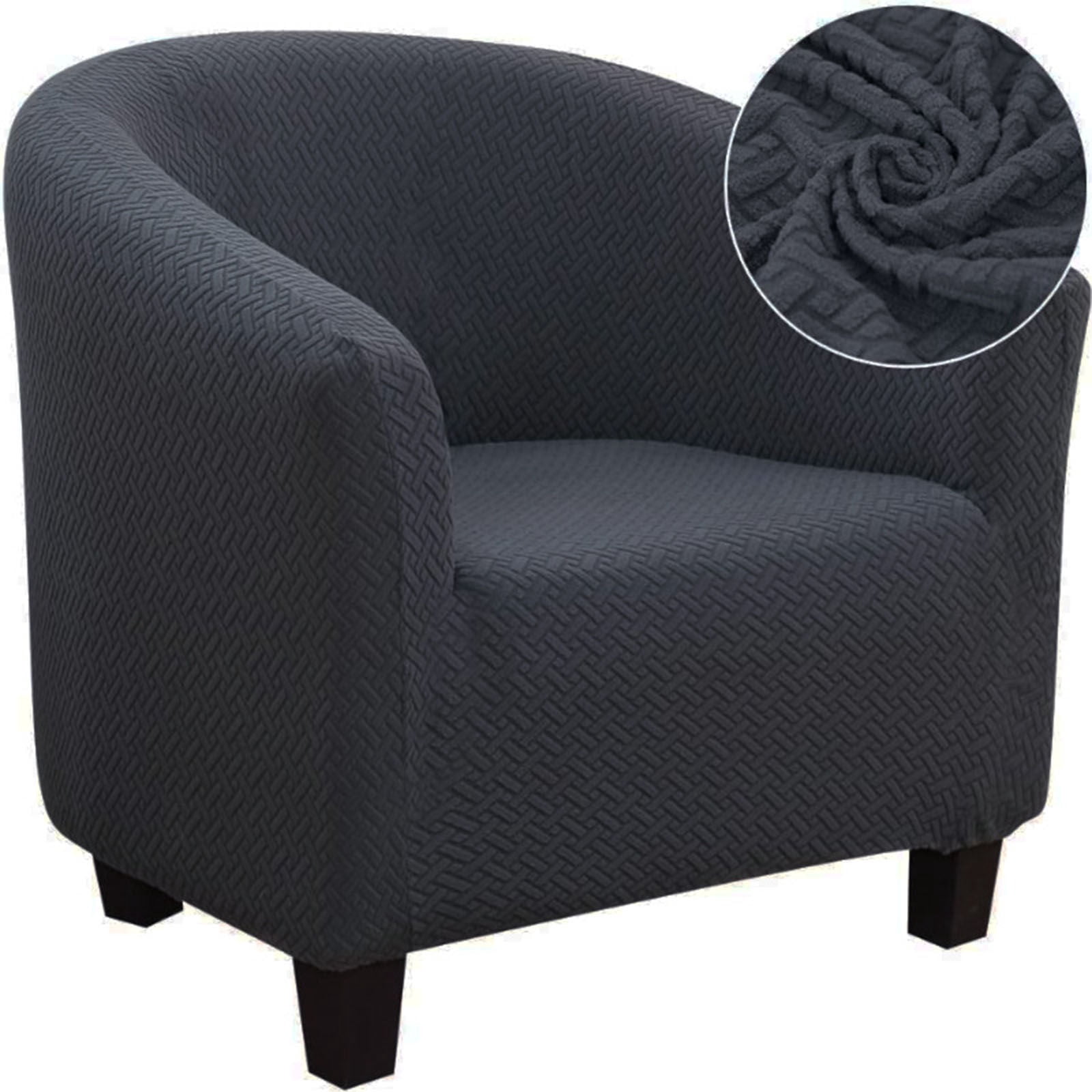 Stretch Club Chair Slipcover Tub Chair Covers, 1 Piece Armchair Covers Jacquard Sofa Slipcover Armchair Covers Furniture Protector Tub Chair Slipcover For Tub Chair-Dark gray