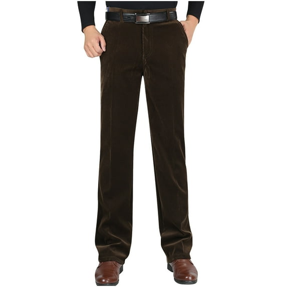 GuangCheng Stretch Corduroy Pants for Men Classic Fit Warm Fall Suit Pants Lightweight Pants