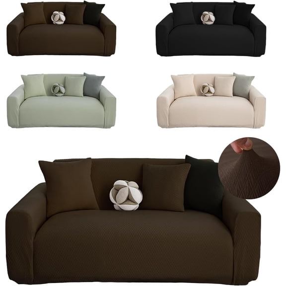 Stretch Couch Covers, Couch Covers for 2 Cushion Couch Sofa pet Friendly, Washable, Furniture Protector Sofa with Elastic Bottom for Cats, Dogs (Coffee, 2 Seats)