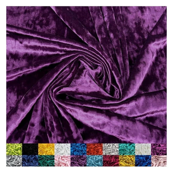 Stretch Crushed Fabric by The Yard - 60/62" Wide Soft Fabric for Sewing Apparel, Upholstery, Curtains & Decor - 250 GSM - 20% Vertical Stretch - Egg Plant - 3 Yards