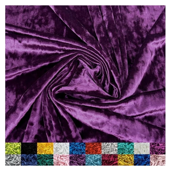 Stretch Crushed Fabric by The Yard - 60/62" Wide Soft Fabric for Sewing Apparel, Upholstery, Curtains & Decor - 250 GSM - 20% Vertical Stretch - Egg Plant - 5 Yards