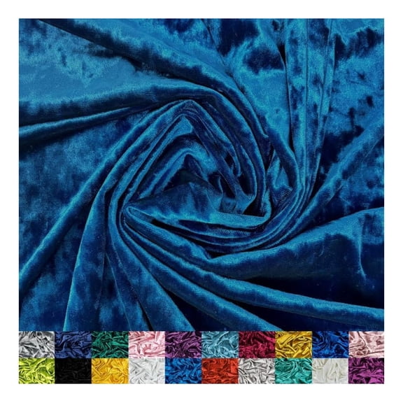 Stretch Crushed Fabric by The Yard - 60/62" Wide Soft Fabric for Sewing Apparel, Upholstery, Curtains & Decor - 250 GSM - 20% Vertical Stretch - Teal - 3 Yards