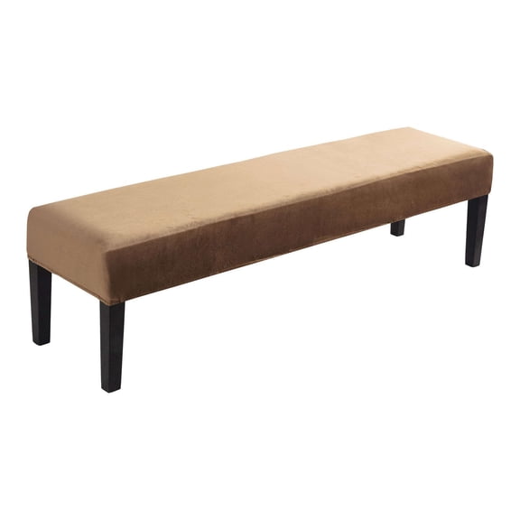 Stretch Dining Bench Cover, Velvet Bench Slipcover Removable Washable Dining Room Bench Covers Soft Bench Seat Protector with Elastic Bottom for Kitchen Bedroom-Gold-Large