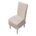 thumbnail image 1 of Stretch Dining Chair Cover with Skirt Ruffled Slipcover Textured Fabric Seat Back Integrated Protector for Home Kitchen Hotel Banquet Decor Universal Fit Washable Removable Parson, 1 of 3