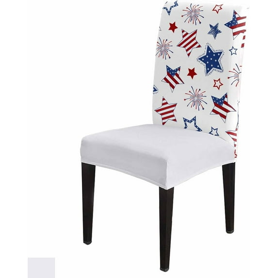 Stretch Dining Chair Covers Set of 4, Independence Day Star American Flag Blue Red Removable Dining Chair Protector Slipcovers for Kitchen Party Restaurant