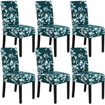 Stretch Dining Chair Covers Set of 6 Chair Covers for Dining Room Parsons Chair Slipcover Chair Protectors Covers Dining, Feature Modern Floral Printed Design, Dark Teal