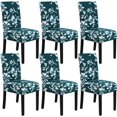 thumbnail image 1 of Stretch Dining Chair Covers Set of 6 Chair Covers for Dining Room Parsons Chair Slipcover Chair Protectors Covers Dining, Feature Modern Floral Printed Design, Dark Teal, 1 of 6