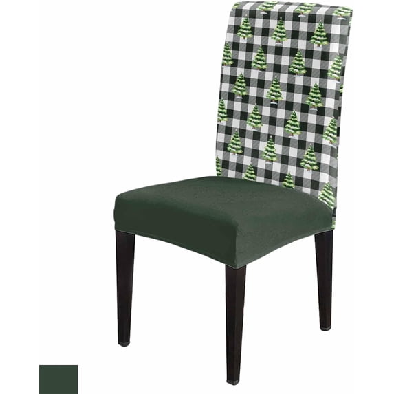 Stretch Dining Chair Covers Set of 8, Christmas Tree Checkered Black and White Plaid Winter Removable Dining Chair Protector Slipcovers for Kitchen Party Restaurant