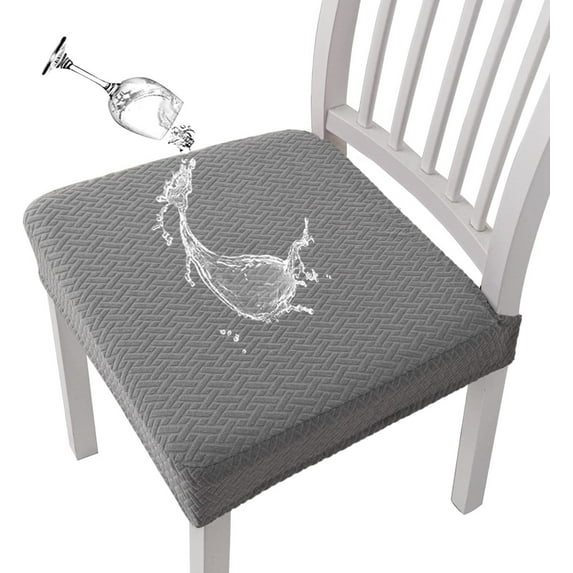 Stretch Dining Chair Covers, Waterproof and Slip Resistant Seat Protector, Elastic Spandex Fabric Chair Slipcover, Washable and Removable for Home and Event, for Office and Kitchen Chair, Gray