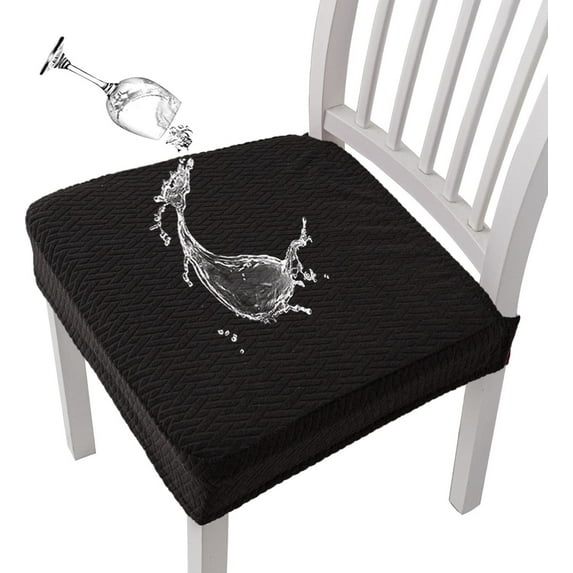 Stretch Dining Chair Covers, Waterproof and Slip Resistant Seat Protector, Elastic Spandex Fabric Chair Slipcover, Washable and Removable for Home and Event, for Office and Kitchen Chair, Black