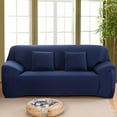 thumbnail image 1 of Stretch Elastic, Anti-Wrinkle, Pure Color Slipcover For 1-4 Seater Sofas For Moving Living Room Furniture (3 Seater, Blue), 1 of 6