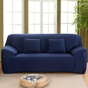 Stretch Elastic, Anti-Wrinkle, Pure Color Slipcover For 1-4 Seater Sofas For Moving Living Room Furniture (3 Seater, Blue)