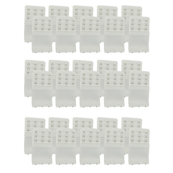 Stretch Elastic Bra Extender 30-Pack, (3-hook, White), by More of Me to Love