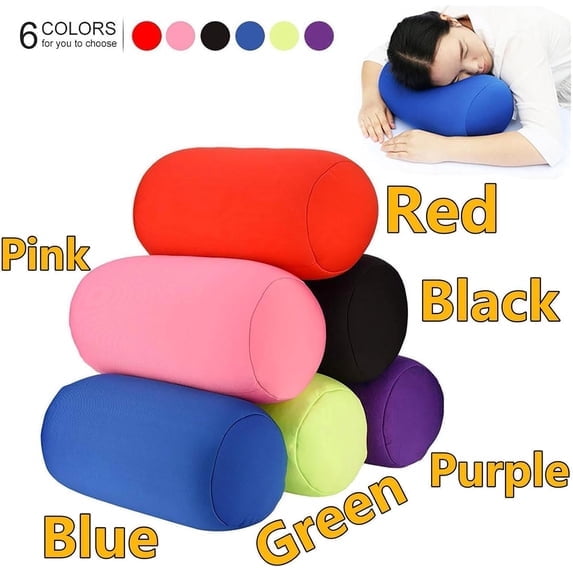 Stretch Fabric Cylinder Bolster Pillow Travel Essentials Roll Body Support Cushion, Neck Arm Back Rest Pillow for Plane Car Office Recliner Sleeping Home Decor Gift