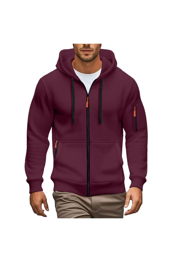 Stretch Fabric Mens Athletic Hooded Jackets With Zipper Pockets Ideal For Gym Travel And Daily Use