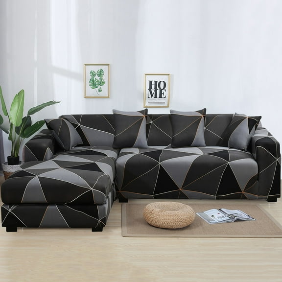 Stretch Fabric Sofa Slipcover 1 2 3 4 seater L shape , Elastic Sectional Sofa Cover Slipcover Protector Couch Pure Color For Moving Furniture Living Room