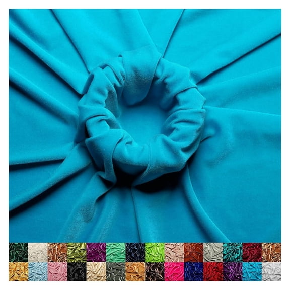 Stretch Fabric by The Yard - 60" Wide Soft Stretchy Fabric for Sewing Clothes, Apparel, Costume, - 90% Polyester 10% Spandex - Turquoise - 6 Yards