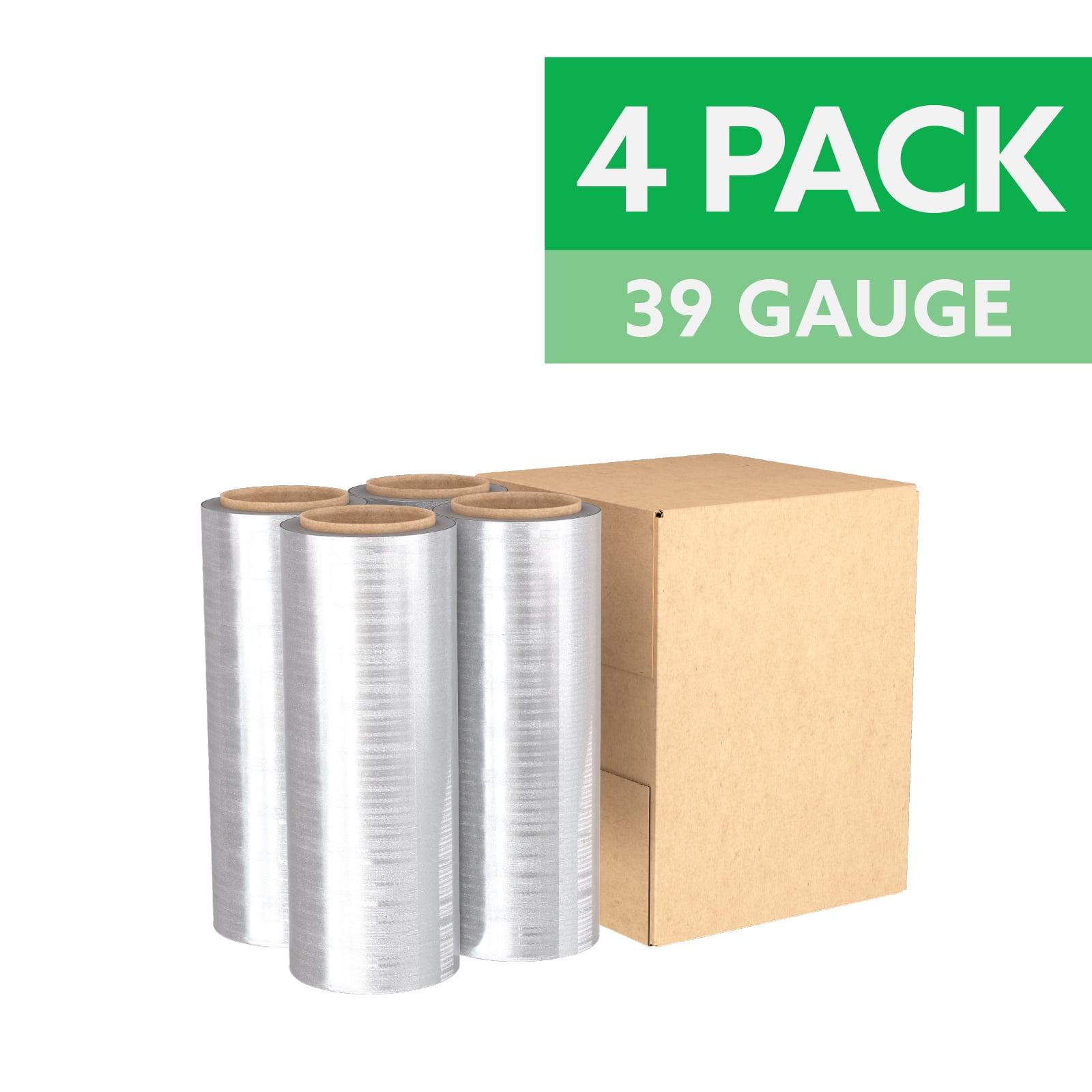Stretch Film, 14.5" x 1500', 39 Gauge Pre-stretch, Pallet Wrap, No Handle, 4-CT Case