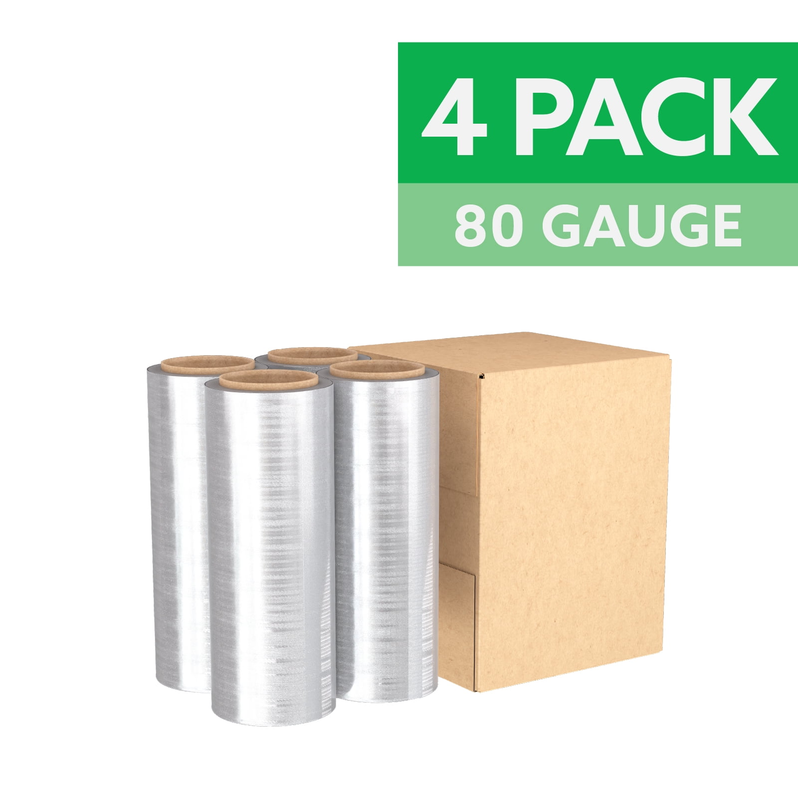 Stretch Film, 15" x 1500', 80 Gauge Hand Film, Pallet Wrap, No Handle, 4-CT Case