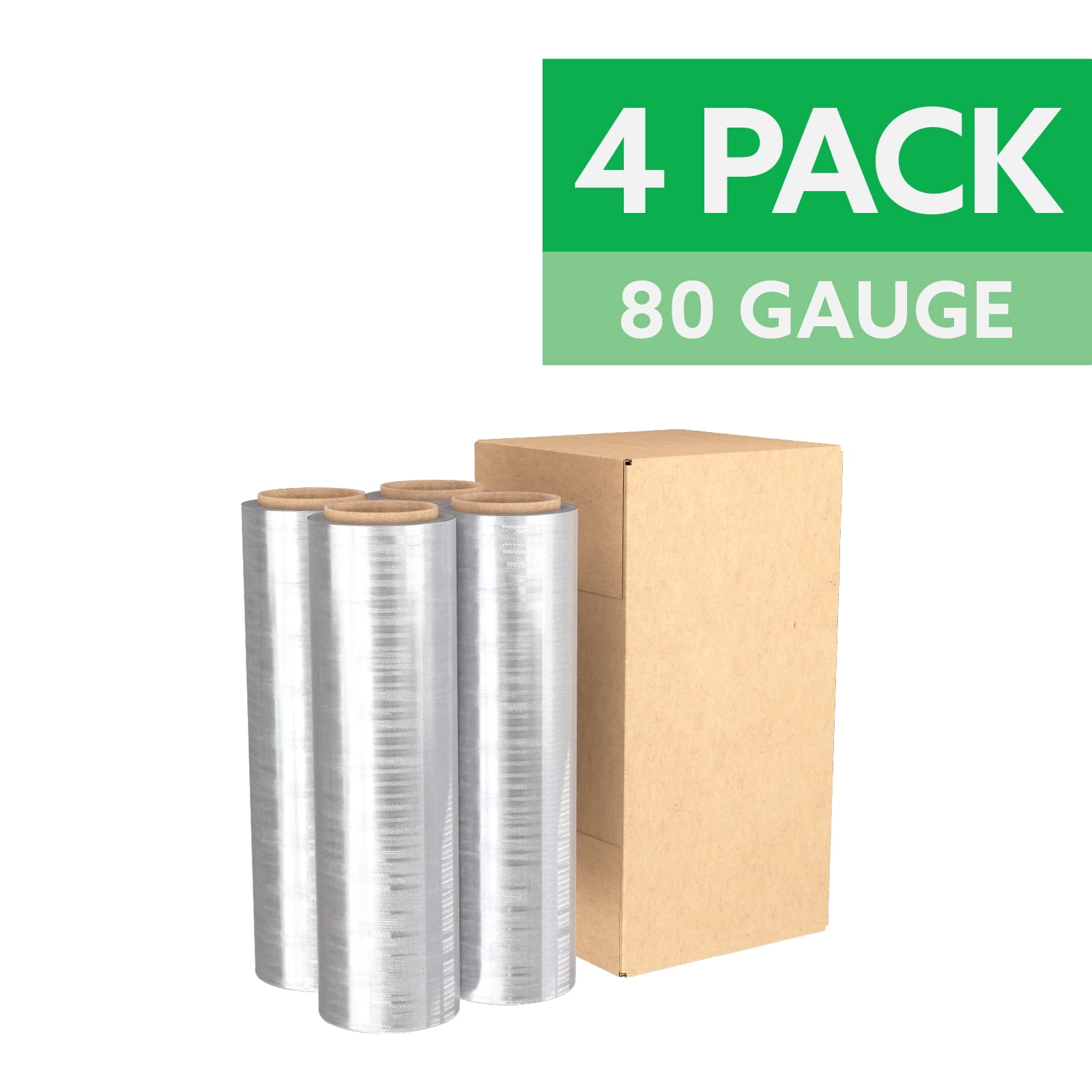 Stretch Film, 20" x 1500', 80 Gauge Hand Film, Pallet Wrap, No Handle, 4-CT Case