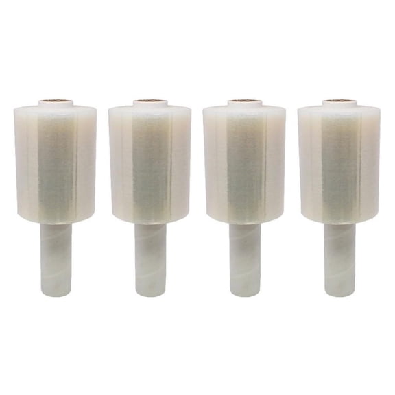 Stretch Film 5" x 1000FT - 80 Gauge 4 Pack with Dispenser - Industrial Strength Pallet Wrap, Hand Stretch Wrap Plastic Film for Shipping, Packaging & Moving