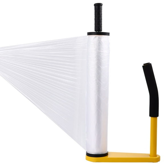 Stretch Film Dispenser, Telescopic Shrink Wrap Packing Machine, Wrap Film Holder with Tension Adjustment Handle, Fits 12-Inch & 18-Inch Film Rolls, 3-Inch Core
