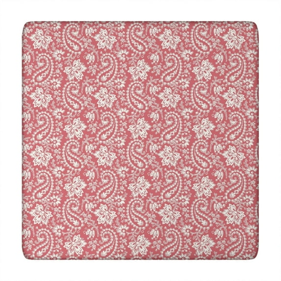 Stretch Fit Bohemian Print Square Table Cover 34x34 Inch, Elastic Hem for Card Tables, Wrinkle Resistant Outdoor Fabric