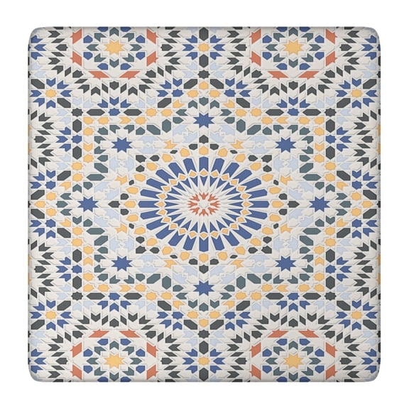 Stretch Fit Square Table Cover 36x36 Inch, Bohemian Floral Design with Elastic Hem for Card Tables and Outdoor Use