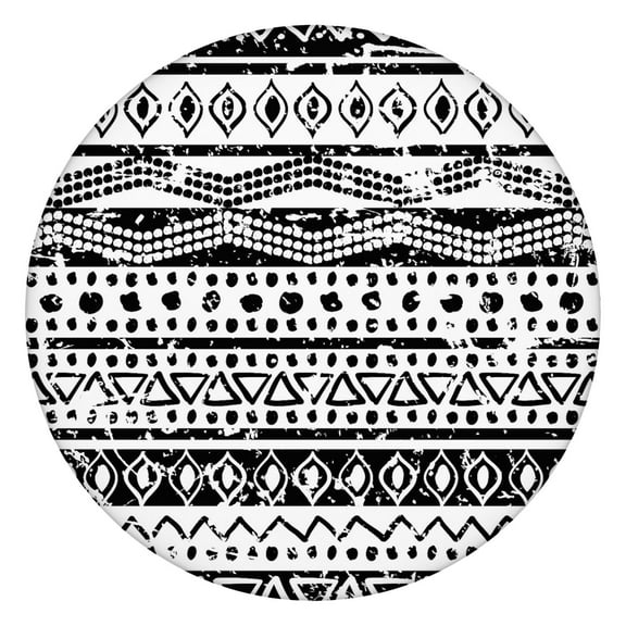 Stretch Fit Tablecloth Round, Boho Style Mandala Design, Waterproof Surface for Dining, Camping, Outdoor Picnic or Family Gathering