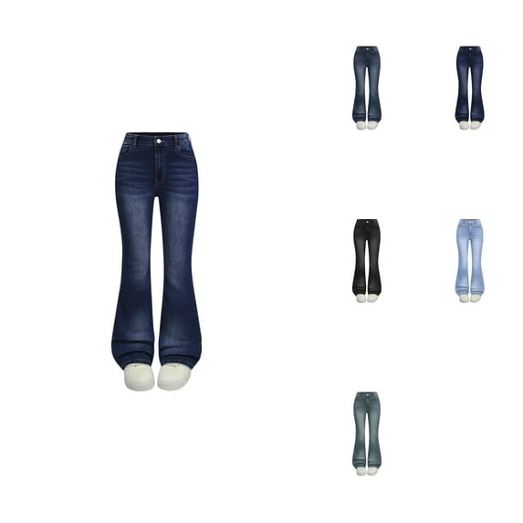Stretch Flare Jeans for Girls â High Waisted Bell Bottom Denim Pants with Pockets, Comfortable Fit, Elastic Waist, Soft Durable Fabric