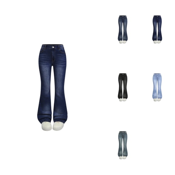 Stretch Flare Jeans for Girls – Soft Denim, Elastic Waist, Comfortable Skinny Fit with Durable Stitching, Long Bell Bottom Wide Leg Casual Pants