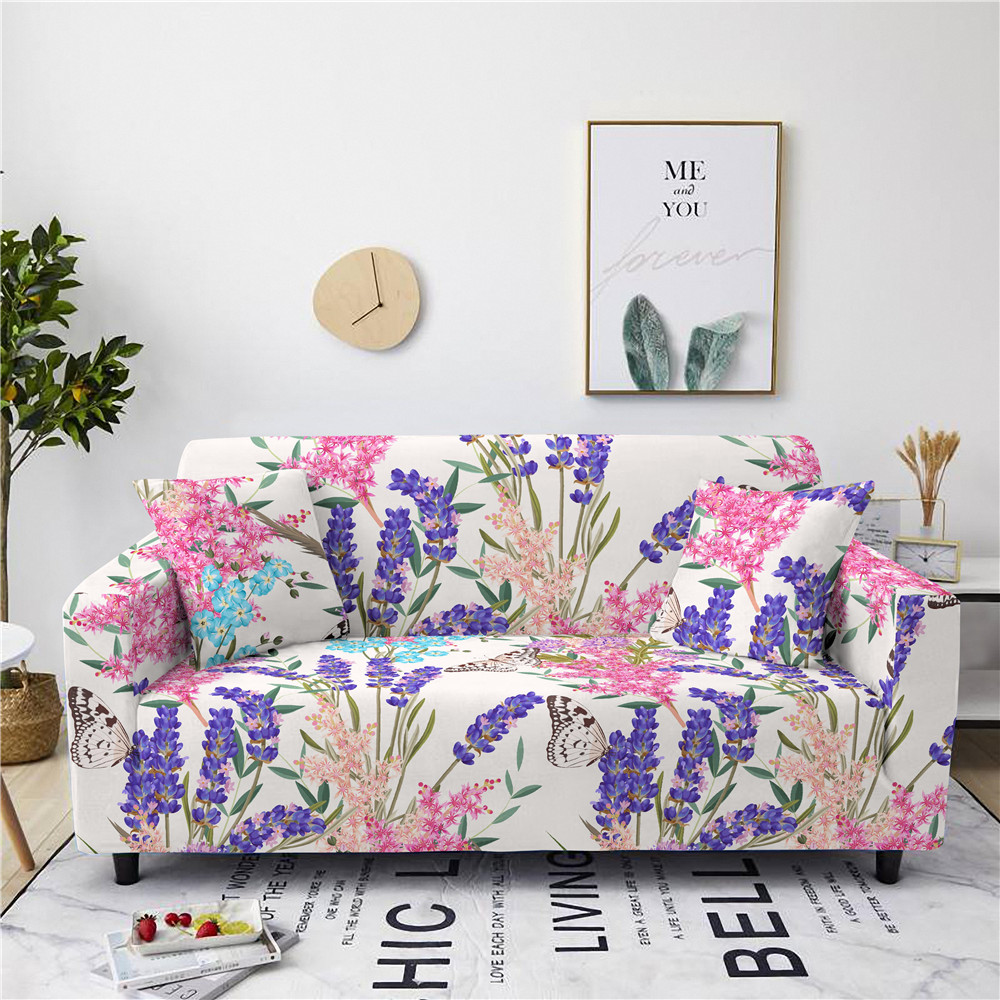 Stretch Flower Corner Sofa Cover All-Inclusive Chaise Lounge Couch ...