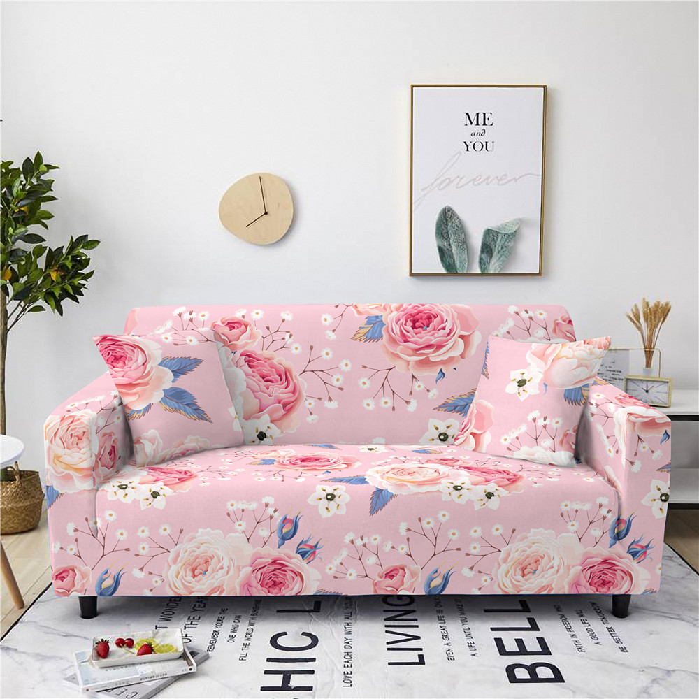 Stretch Flower Corner Sofa Cover All-Inclusive Chaise Lounge Couch ...