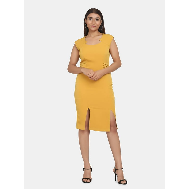 Mustard formal dress best sale