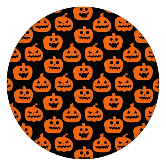 Stretch Halloween Round Table Cover with Elastic Border - 44 Inch Elastic Hem Tablecloth for Dining Kitchen Party, Wrinkle Resistant