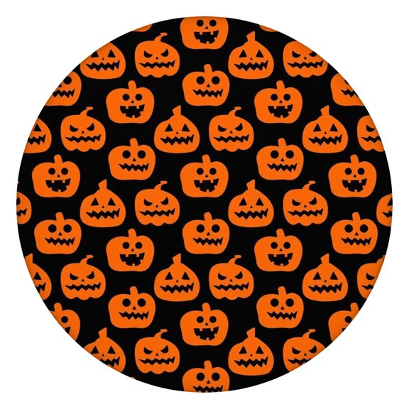 Stretch Halloween Round Table Cover with Elastic Border - 44 Inch Elastic Hem Tablecloth for Dining Kitchen Party, Wrinkle Resistant