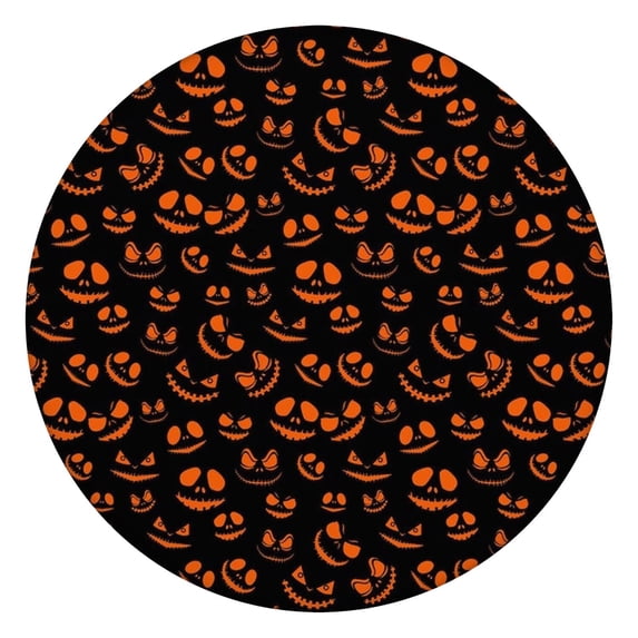 Stretch Halloween Round Table Cover with Elastic Border - 44 Inch Elastic Hem Tablecloth for Kitchen Dining Party, Durable