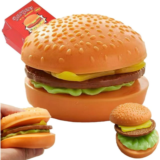Stretch Hamburger Play Food for Kids Stretchy Pretend Food & Toppings Mix & Match
