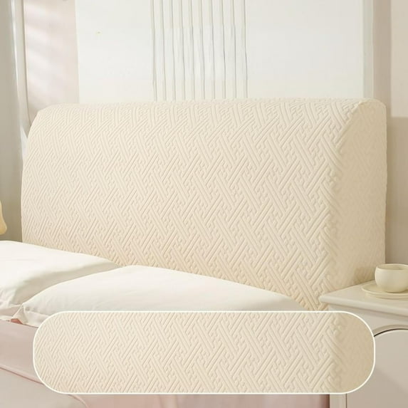 Stretch Headboard Covers for Queen King Size Bed Headboard Slipcover Jacquard Bed Head Cover Anti Slip Headboard Dustproof Protector Cover Beige 59in