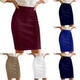 thumbnail image 1 of Stretch High Waist Midi Pencil Bodycon Skirt for Slim Fit Figure Versatile Workwear Straight with Elasticized Comfortable Modern Design Long Jean Skirt, 1 of 4
