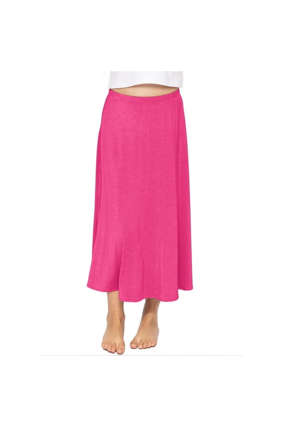 Girl's A-Line Ankle Length Skirt Hot Pink Small