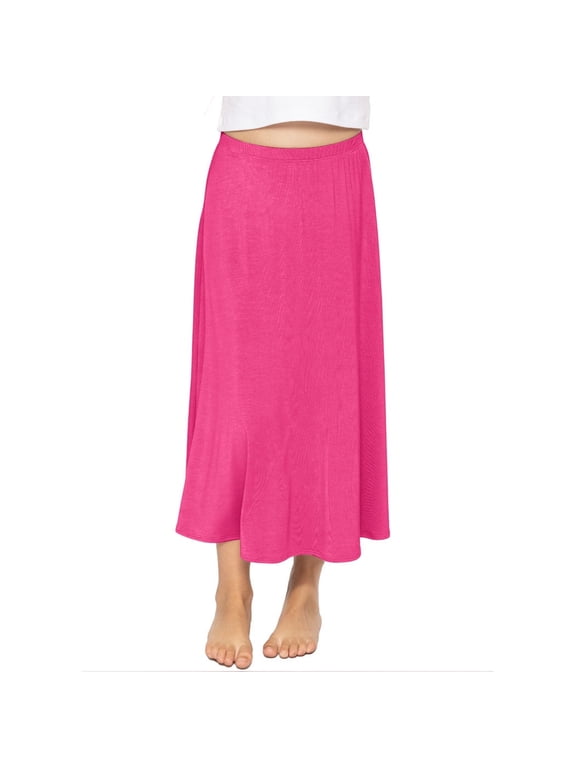 Girl's A-Line Ankle Length Skirt Hot Pink X-Large