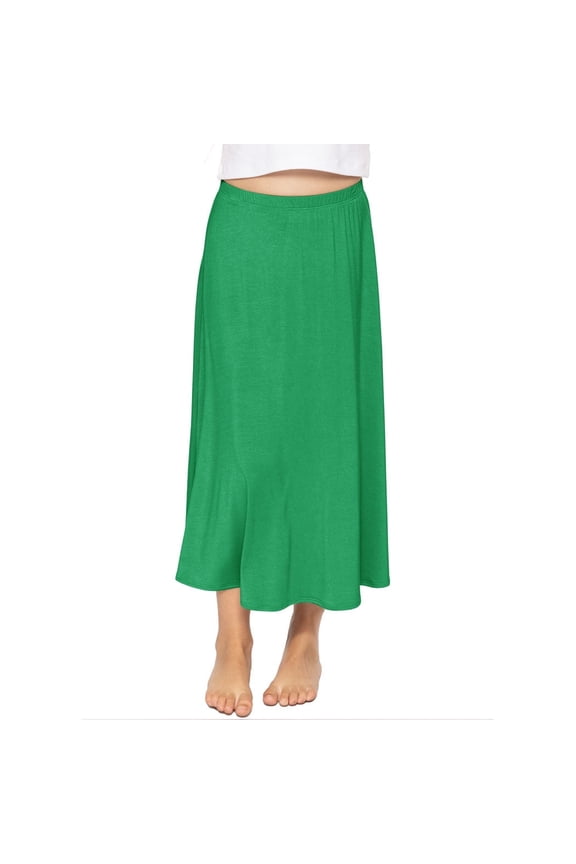 Girl's A-Line Ankle Length Skirt Kelly Green X-Large