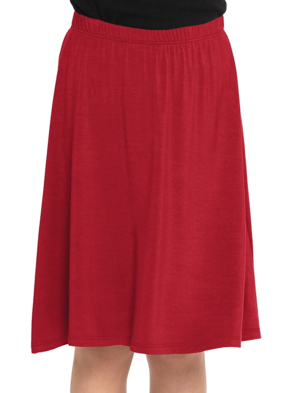 Girl's A-Line Knee Length Skirt Red X-Small